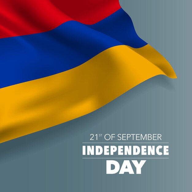 Vector armenia happy independence day greeting card, banner, horizontal vector illustration. armenian holiday 21st of september design element with flag with curves