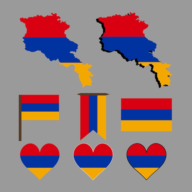 Armenia Map and flag of Armenia Vector illustration