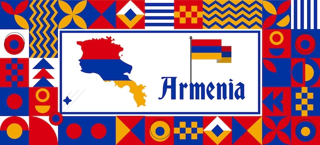 Vector armenia map flag independence day geometric country abstract background design