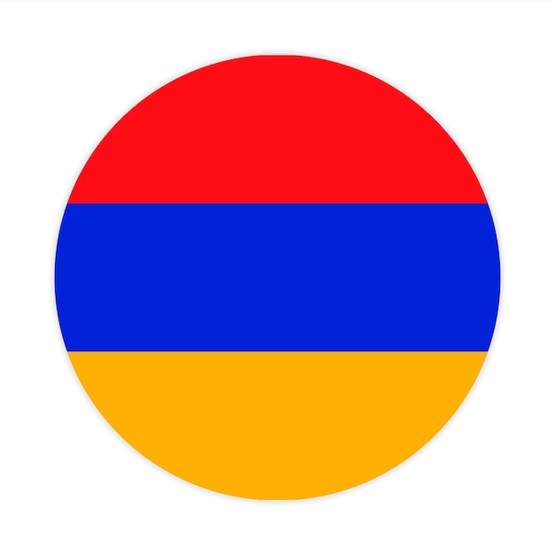 アルメニアの丸い旗のベクトルアイコンのデザイン アルメニアの円の旗