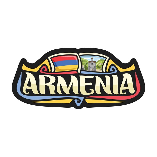 Armenia sticker flag logo badge travel souvenir illustration