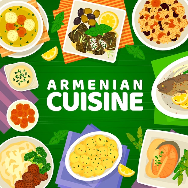 Armenian cuisine menu cover food dishes and meals