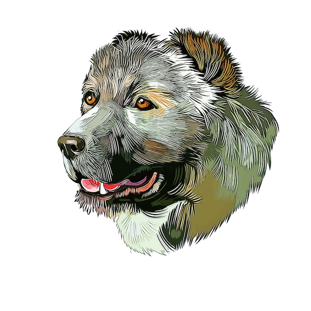 Vector armenian gampr dog watercolor sketch hand drawn illustration