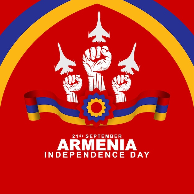 Armenian Independence Day is celebrated on September 21st with Armenian ribbon flag decoration Vector illustration design