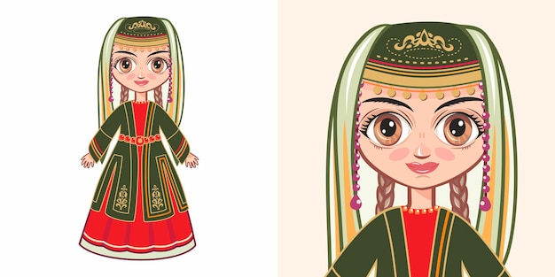 Vector armenian national costume girl in national dress of armenia