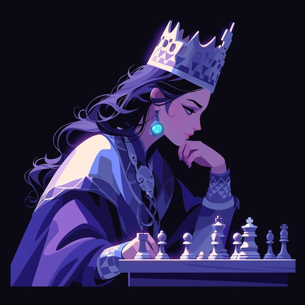 A Armenian woman is playing chess