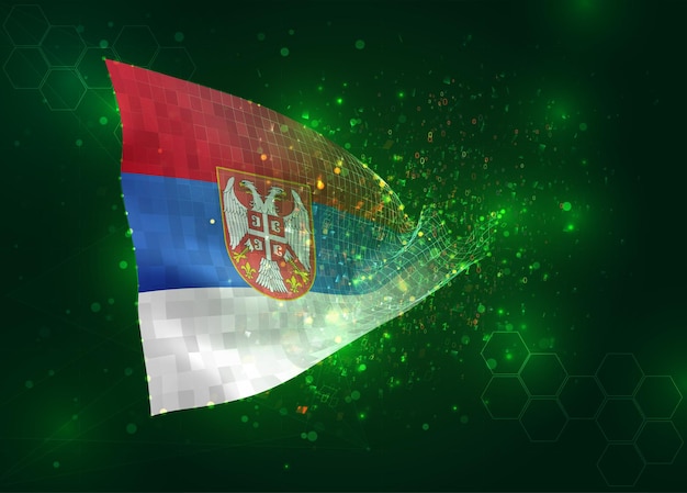 Armenië op vector 3D-vlag op groene achtergrond met veelhoeken en gegevensnummers