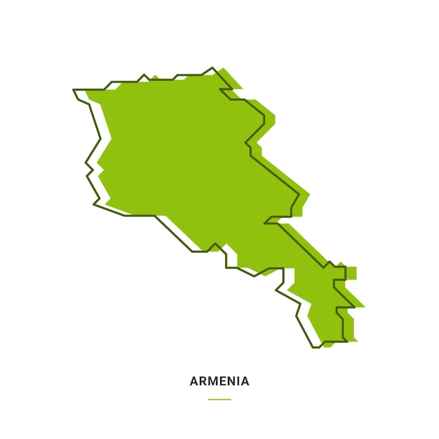 Armenië overzichtskaart met groene kleur Modern Simple Line Cartoon Design