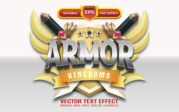 Logo armor 3d con effetto testo modificabile e stile dorato