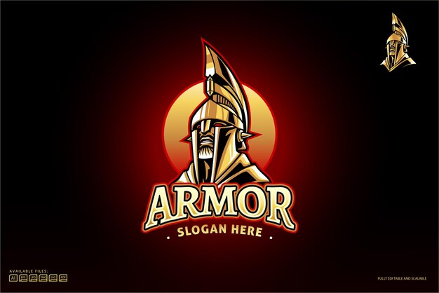 Armor spartan logo design vector Template