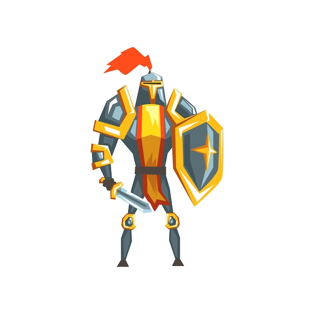 Armored knight warrior character vector Illustration isolated on a white background