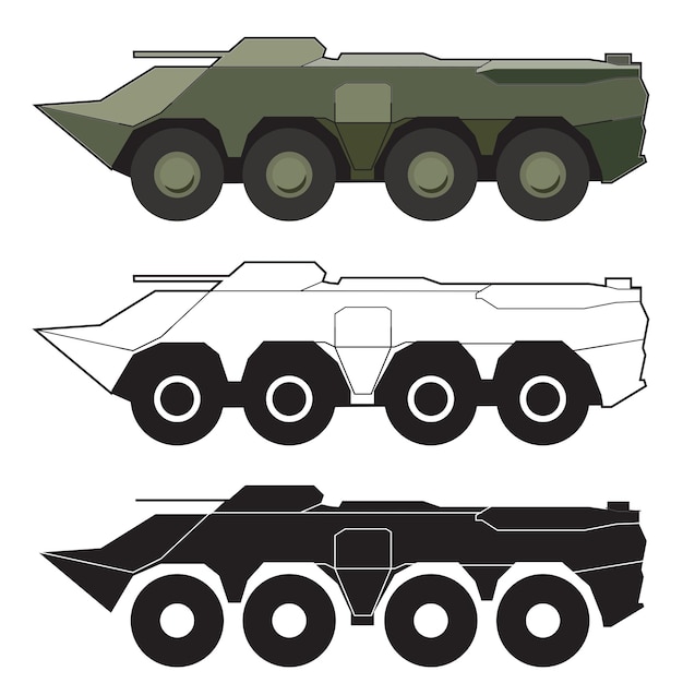 Armored personnel carrier side view vector design