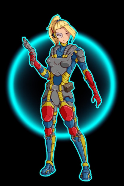 armored police girl character design
