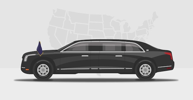 Vector armored us presidential state black limousine car