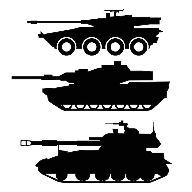 Vector armored vehicle silhouette war machine icon