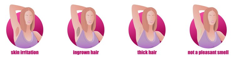 Vector armpit epilation indications for the procedure ingrown hairs irritation bad smell laser hair removal