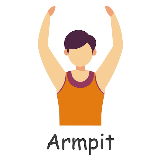 Vector armpit human body parts flat vector illustration on white background
