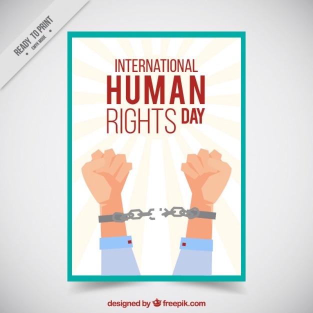 Arms breaking a chain for human rights day