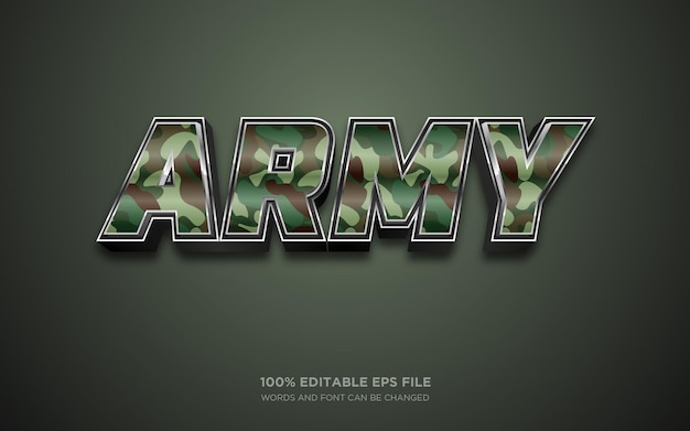 Effetto di stile di testo editabile army 3d