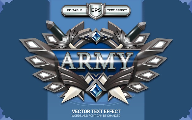 Vector army badge with editable text effect and game themed