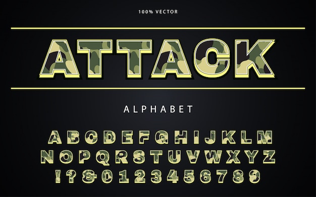 Army Camouflage font with Millitary style Alphabet