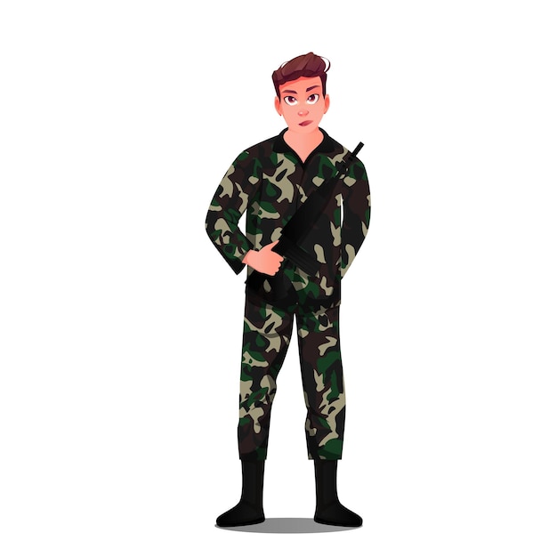 陸軍キャラクターベクトルイラストクリパート