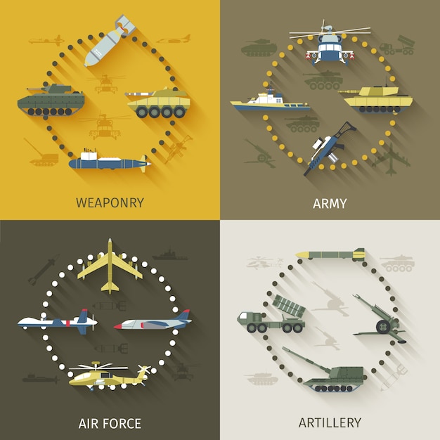 Vector army flat set