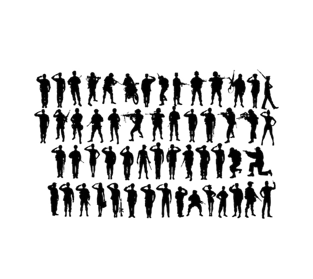 Vector army force silhouettes art vector design