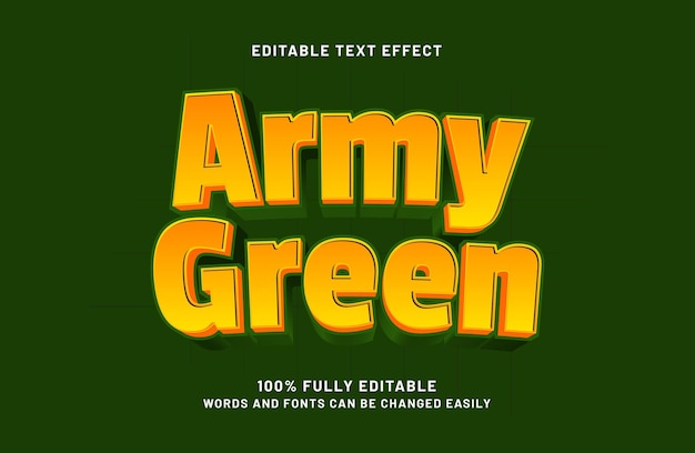 army green 3d editable text effect template