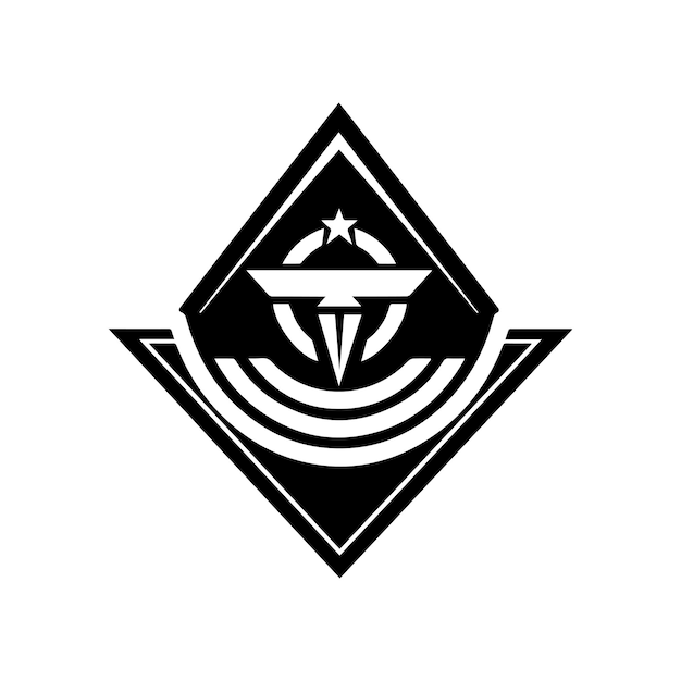 Дизайн логотипа армии черно-белая ручная иллюстрация