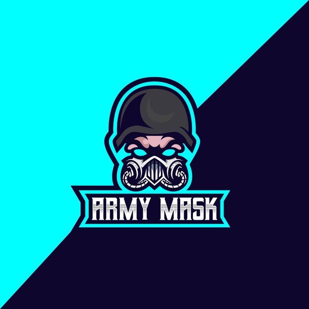 Vettore army mask esport e sport logo