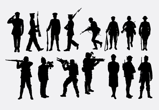 Vector army and police silhouette