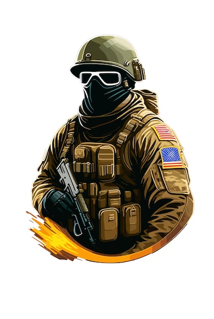 Vector army soldier in uniforms with assault rifle