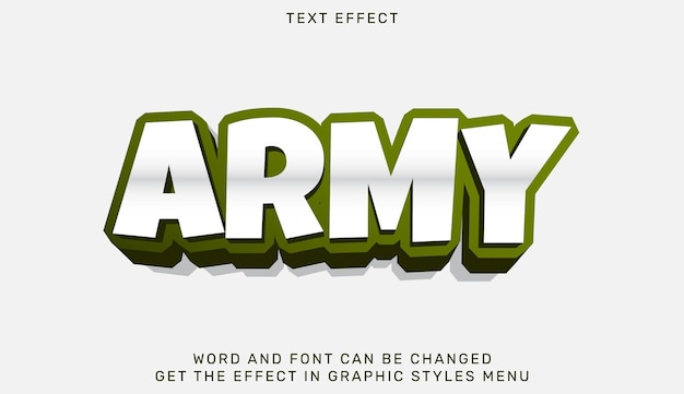 army text effect template in 3d design