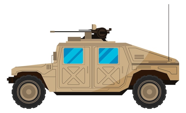 Vector army transport vehicle side view military machinery