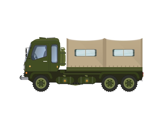 白い背景で隔離の陸軍トラック イラスト