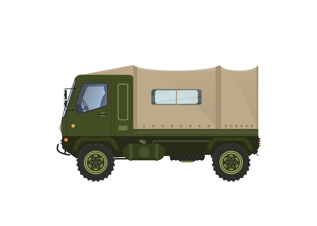 Illustrazione del camion dell'esercito isolata su sfondo bianco