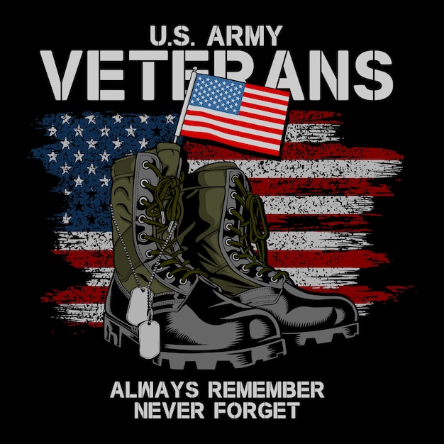 Vettore illustrazione della maglietta del veterano dell'esercito