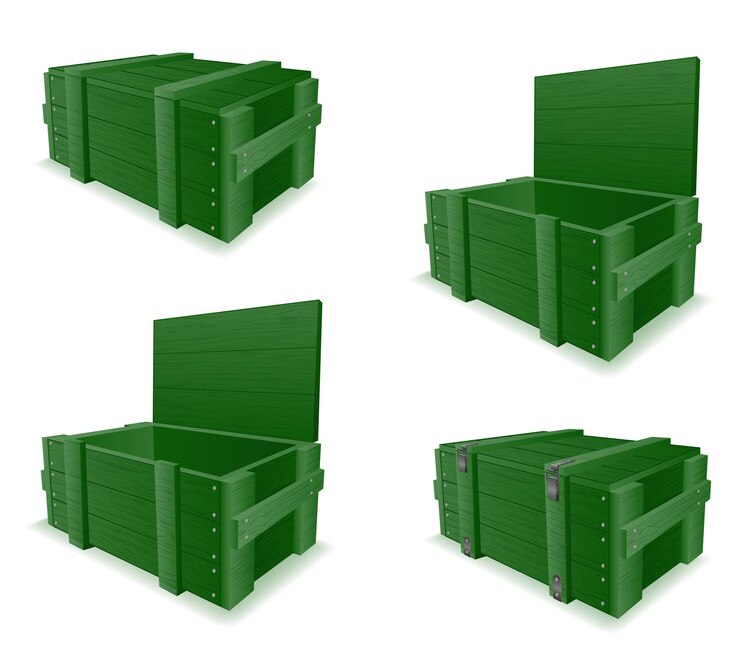 Vector army wooden box for weapons and ammunition vector illustration