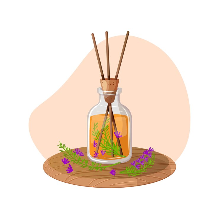 Vector aroma bottle with lavender scent vector illustration