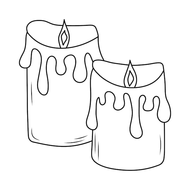 Aroma candle in a glass candlestick with label in doodle style celebration hygge aromatherapy