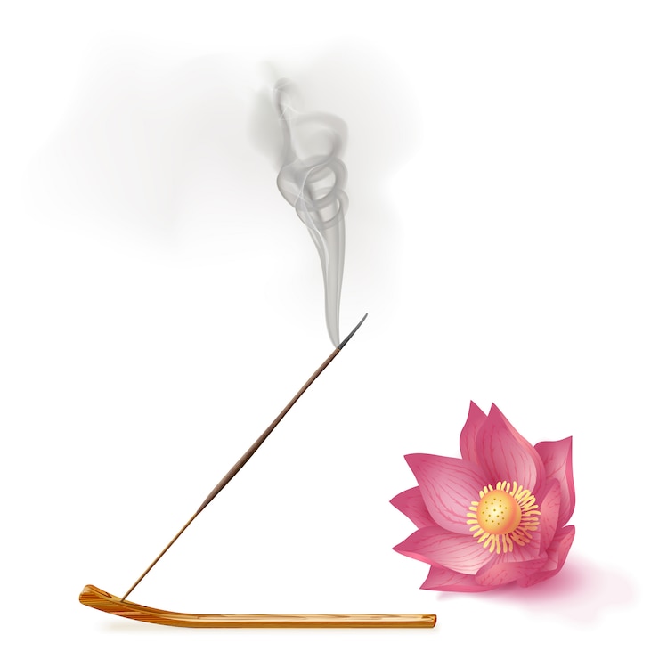 Vector aroma rook riet stokjes op houder, lotus aromatherapie
