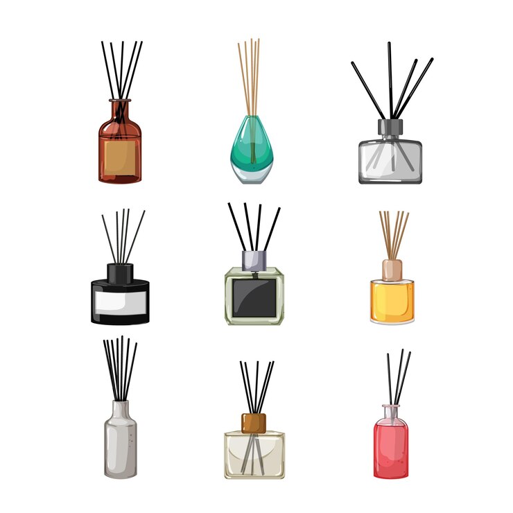 Vector aroma sticks set cartoon vector illustration