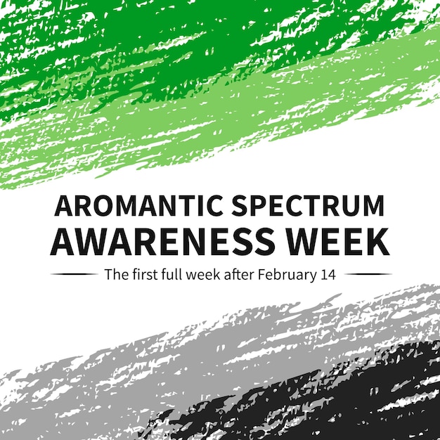 Aromantic Spectrum Awareness Week-belettering met Aromantic Pride Flag LGBT-gemeenschapsevenement in februari Eenvoudig te bewerken vectorsjabloon voor posterbannertekenkaart enz