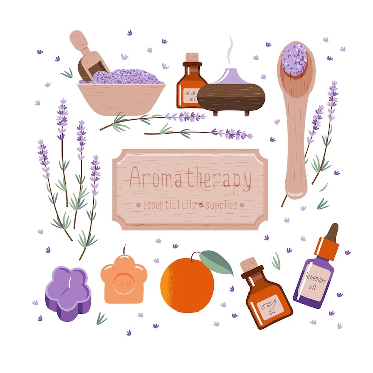 Vector aromatherapy accessories setvector elements isolated on white background