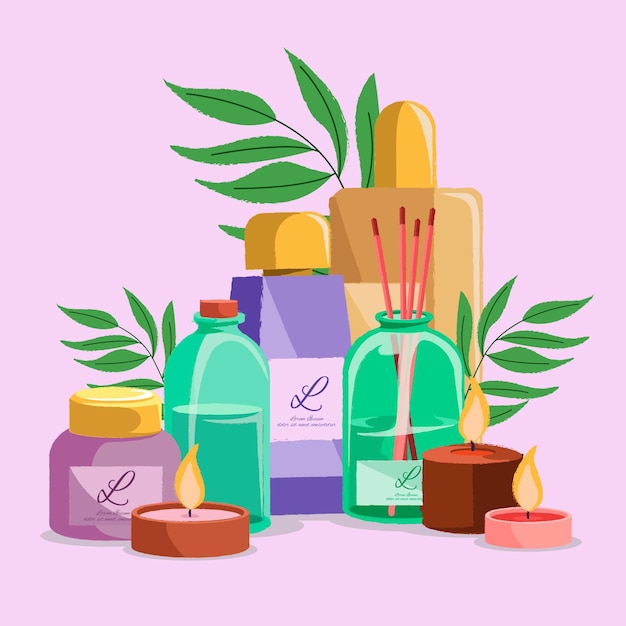 Vector aromatherapy element collection