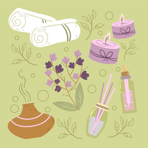 Vector aromatherapy element collection