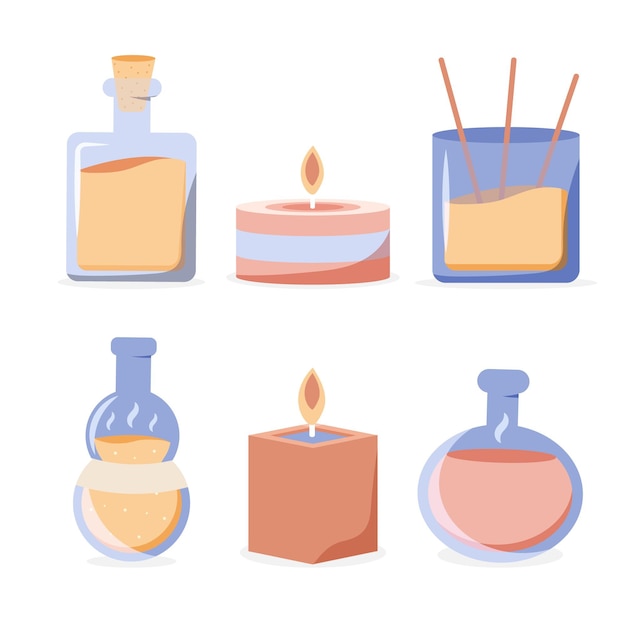 Aromatherapy element illustrations set