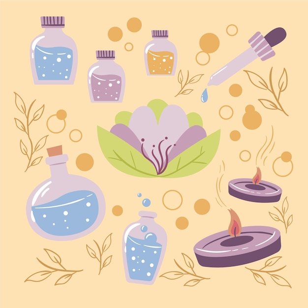 Vector aromatherapy element pack hand drawn