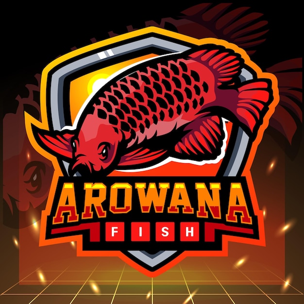 Arowana pesce mascotte esport logo design